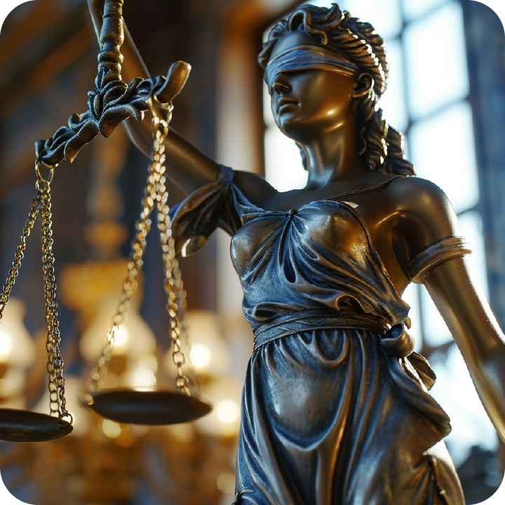 Estatua de la justicia con balanza